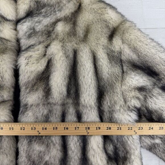 Vtg Gallery Faux Fur Coat Jacket Women L Gray Eskimo Y2K Lined Soft Old Money - Picture 12 of 15